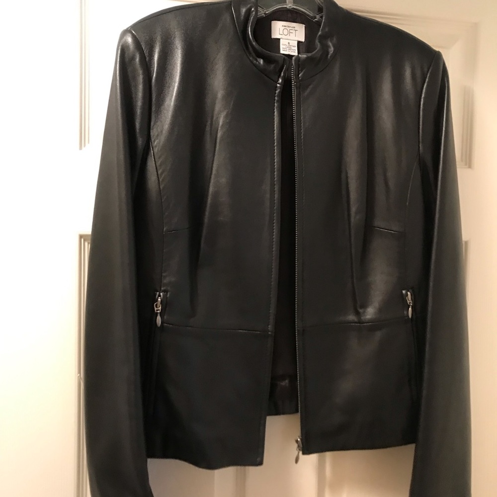 Ann Taylor Loft Black Leather Motorcycle Jacket